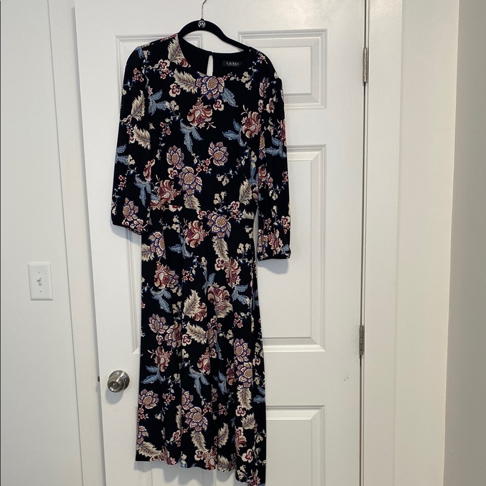 Knit Floral Black Dress